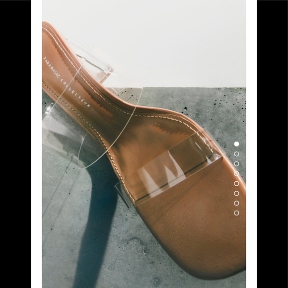 Zara clear strappy vinyl heeled sandals 6.5 like new - Picture 8 of 12